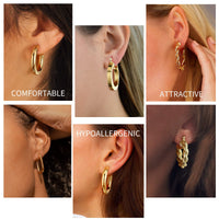Yesteel 14K-Gold-Plated Hoop Earrings, 14k-Gold-Plated Small Hoop Earrings for Women Trendy Hypoallergenic Womens Hoops Huggie Earring, Jewelry Gifts for Women Her