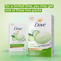 Dove Cool Moisture Beauty Bar Soap 8 Count, Refreshing Cleanser, 3.75 oz I Moisturizing beauty bar with cucumber and green tea scent for refreshed, soft skin