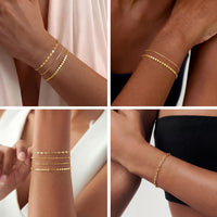 Dainty Gold Bracelets for Women, 14K Gold Plated Stackable Bracelet Set Tiny Minimalist Cute Thin Bracelets