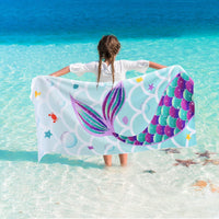 WERNNSAI Mermaid Kids Beach Towel for Girls - 30” x 60” Mermaid Sand Free Swim Towels for Girls Bath Pool Camping Travel Towel Quick Dry Ultra Absorbent Super Soft Beach Blanket Bath Shower Towel