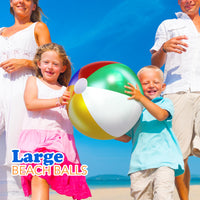 4E's Novelty Beach Balls [3 Pack] 20" Inflatable Beach Balls for Kids - Pool Games Toys for Kids & Toddlers, Classic Rainbow Color, Easter Outdoor Yard Games