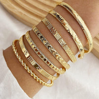 IFKM Gold Bangles Bracelets for Women 14k Gold Plated Multi Layer Stackable Cuff Bracelet Set