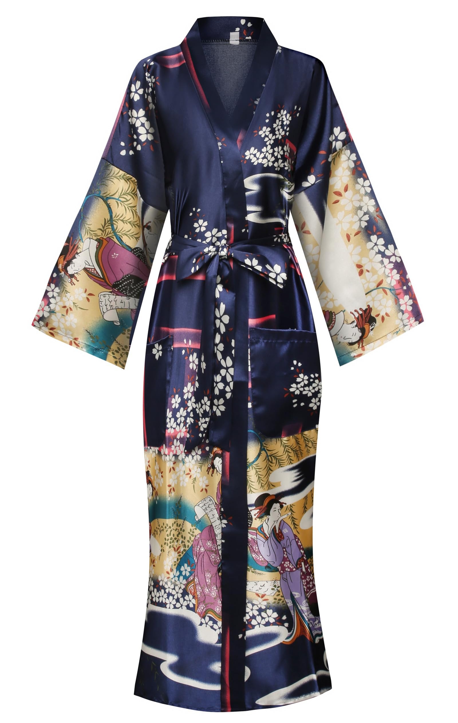 MissNina Women's Silky Kimono Robes Long Satin Bathrobes Silk Robes Japanese Dressing Gowns