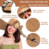 Yahenda 15 Pcs Women Beach Hat and Bag Set with Straw Bag Sunglasses, Boho Earrings Bracelet, Holiday Beach Accessories Outfit Set for Women