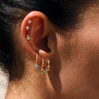 6 Pcs Sterling Silver Post Gold Plated Earrings for Women - Hypoallergenic Ivy Cartilage Earrings for Women Dainty 14K Gold Plated Earring Sets for Multiple Piercing