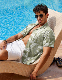 COOFANDY Men Hawaiian Floral Shirts Loose Fit Tropical Holiday Linen Beach Shirts
