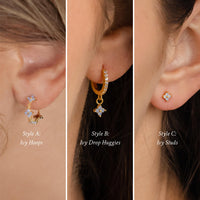6 Pcs Sterling Silver Post Gold Plated Earrings for Women - Hypoallergenic Ivy Cartilage Earrings for Women Dainty 14K Gold Plated Earring Sets for Multiple Piercing
