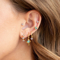 6 Pcs Sterling Silver Post Gold Plated Earrings for Women - Hypoallergenic Ivy Cartilage Earrings for Women Dainty 14K Gold Plated Earring Sets for Multiple Piercing