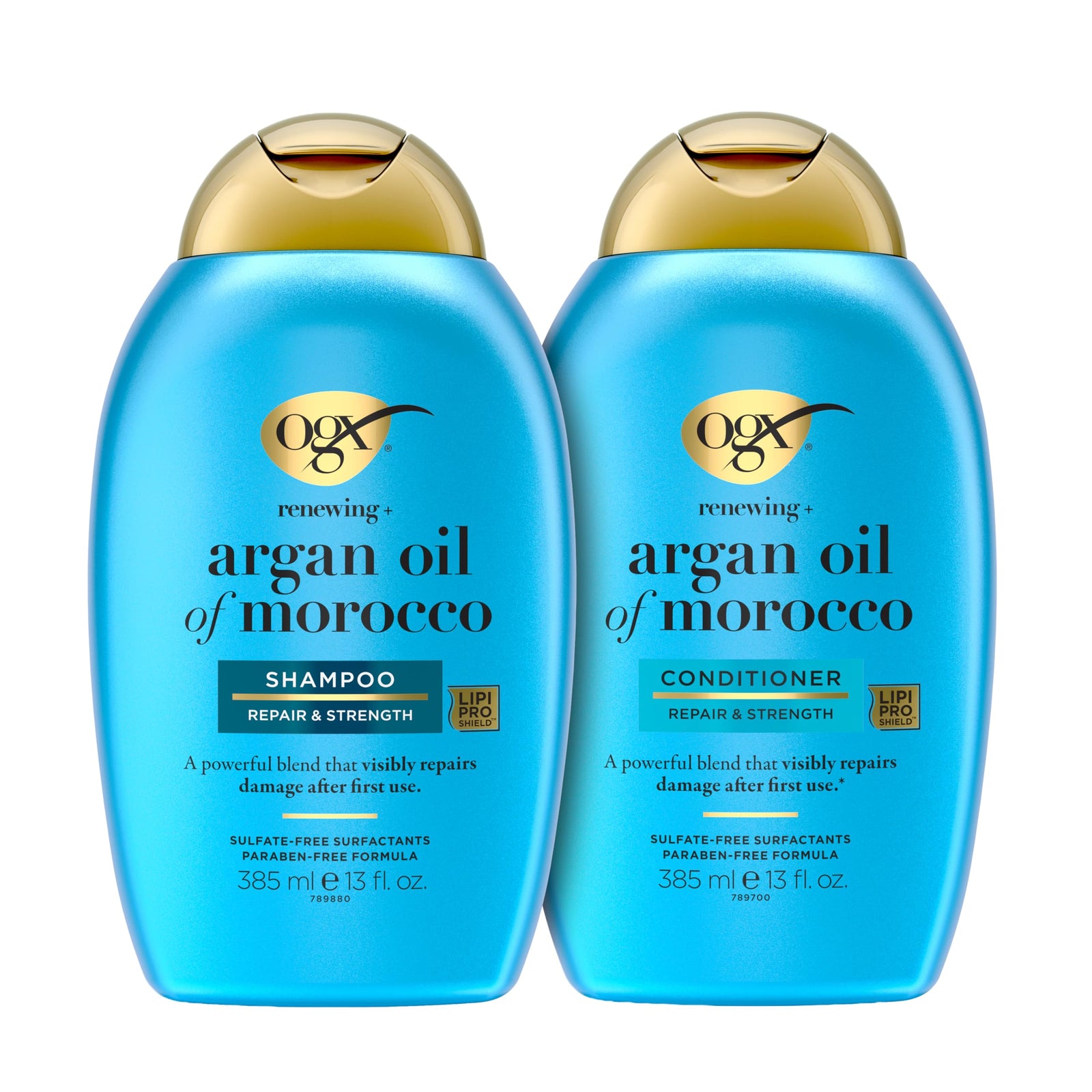 OGX Renewing + Argan Oil of Morocco Shampoo & Conditioner Set, Damage Repairing Shampoo & Conditioner Helps Strengthen & Repair Dry, Damaged Hair, Sulfate-Free Surfactants, 13 fl. Oz, 2 Pack