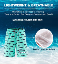 APTRO Men's Swim Trunks 9" Quick Dry Bathing Suit Big & Tall Beach Swimsuits #139 Shark L