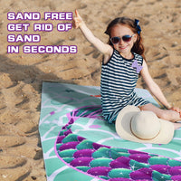 WERNNSAI Mermaid Kids Beach Towel for Girls - 30” x 60” Mermaid Sand Free Swim Towels for Girls Bath Pool Camping Travel Towel Quick Dry Ultra Absorbent Super Soft Beach Blanket Bath Shower Towel