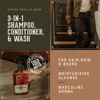 18.21 Man Made Original Spiced Vanilla 3-in-1 Body Wash, Shampoo, & Conditioner for Men, All Hair & Skin Types, Strengthens and Moisturizes in a Manly Aroma, 18oz