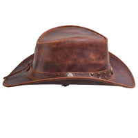 Sidewinder Australian Cowboy Leather hat Steampunk Unisex Adult for Men and Women Shapeable Outback Western Style Wide Brim Brown