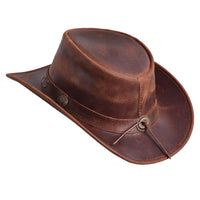 Sidewinder Australian Cowboy Leather hat Steampunk Unisex Adult for Men and Women Shapeable Outback Western Style Wide Brim Brown