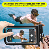 JOTO 2 Pack Universal Waterproof Phone Case for iPhone 17 Air 16 15 14 13 12 11 Plus Pro Max, IPX8 Cellphone Dry Bag XR X SE, Galaxy S23 S22 S21 S20+ S20 S10 Plus Note, Pixel up to 7" -Black