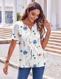 Zeagoo Shirts for Women Short Sleeve Floral Blouses 2025 Fashion Summer Clothes Business Work Dress Shirts
