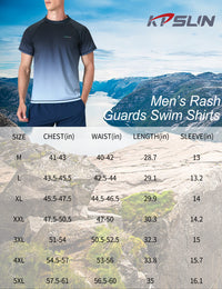 Mens Swim Shirts UPF 50+ Sun Protection Quick Dry SPF Rash Guard Outdoor Beach Fishing T Shirts(Short Sleeve GradientBlack,XL)