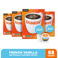 Dunkin’ French Vanilla Artificially Flavored Coffee, 88 Keurig K-Cup Pods
