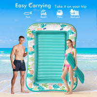 Inflatable Tanning Pool Lounger Float, Stonful 87" x 63" Pool Floats Adult with Pillow & Cup Holder, 4 in 1 Water Filled Inflatable Sun Tan Tub Tanning Bed for Backyard Swimming Pool Beach (Green-XL)