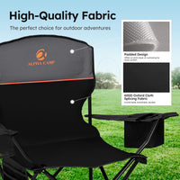ALPHA CAMP 2-Pack Camping Chair with Cooler Bag, Heavy Duty 250lbs Capacity Folding Chair with Lumbar Support & Side Pocket, Portable Quad Chairs for Beach Fishing Tailgating & Sideline Sport