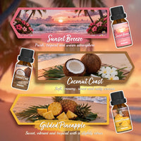 ARVIDSSON Hawaii Fragrance Oil Set, Summer Essential Oils for Diffuser, Tropical Scent Oils - Sunset Breeze, Coconut Coast, Gild Pineapple, Tropical Citrus, Iced Watermelon, Tanderine Mojito