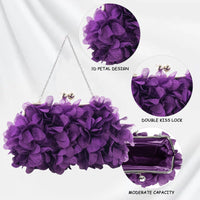 JAMBHALA Women Elegant Evening Purse, Small Floral Clutch Bag with Detachable Chain for Wedding, Party, Prom (Purple)