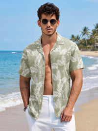 COOFANDY Men Hawaiian Floral Shirts Loose Fit Tropical Holiday Linen Beach Shirts