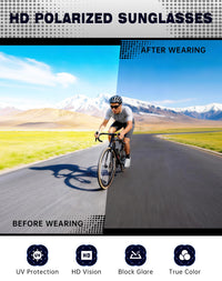 KALIYADI Sports Polarized Sunglasses Men UV400 Protection for Fishing Driving Cycling, Blue/Black/Green/Red, 4 Pack