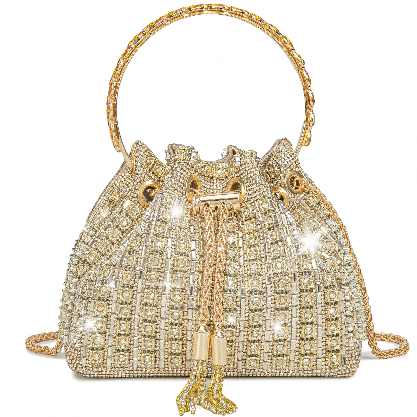 BBTT.ful Sparkly Diamond Evening Bag Clutch Purses for Women Rhinestone Purse Glitter Handbag for Party Prom Cocktail(gold)