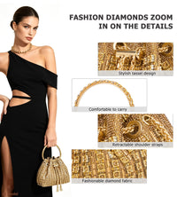 Sweetovo Sparkly Rhinestone Clutch Purse, Diamond Evening Bag with Chain