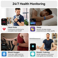 Smart Watch with Alexa Built-in, 1.83" HD Touchscreen Fitness Tracker with Bluetooth Calling, Fitness Watch with Heart Rate/Sleep Monitor/120+ Sports, IP68 Waterproof Smartwatch for Android iOS, Blue