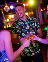 ALISISTER Rave Shirt for Men Mushroom Butterflies Funny Button Down Tops