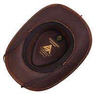 Sidewinder Australian Cowboy Leather hat Steampunk Unisex Adult for Men and Women Shapeable Outback Western Style Wide Brim Brown
