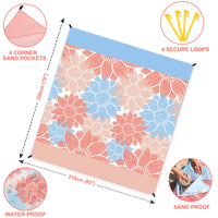WIWIGO Beach Blanket Sandproof Extra Large Beach Mat Adults Waterproof Quick Drying Sand Free Mat Made By Premium Polyester with 4 Stakes & 4 Corner Pockets for Outdoor Travel Camping Hiking