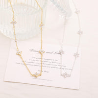 CUEZIY Dainty 14K Gold Plated Necklaces for Women Station Choker Cubic Zirconia Simulated Necklace Simple Cute Layering CZ Necklace Trendy Simple Jewelry Gifts