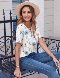 Zeagoo Shirts for Women Short Sleeve Floral Blouses 2025 Fashion Summer Clothes Business Work Dress Shirts