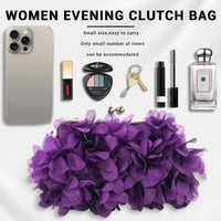 JAMBHALA Women Elegant Evening Purse, Small Floral Clutch Bag with Detachable Chain for Wedding, Party, Prom (Purple)