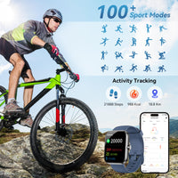 BOOOMIC Smart Watch with Alexa Built-in, 1.83" HD Touchscreen, Bluetooth 5.3 Calls/Notifications, Fitness Watch with Heart Rate/Sleep Monitor, 120+ Sports Modes, IP68 Waterproof Smartwatch (Blue)