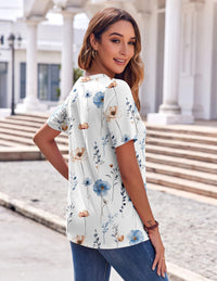 Zeagoo Shirts for Women Short Sleeve Floral Blouses 2025 Fashion Summer Clothes Business Work Dress Shirts