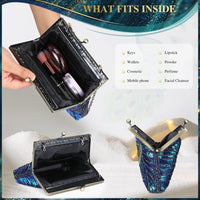 UBORSE Beaded Sequin Peacock Evening Clutch Bags Vintage Evening Bag1920s Party Wedding Purse