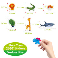2680+ Animal Stickers, 64 Sheets Adorable Cartoon Animal Designs, Various Themes Motivational Animal World Labels for Teacher Classroom Reward Gift Encourage Kids to Do Chores Go to the Toilet