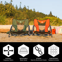 Cascade Mountain Tech Camping Chair - Low Profile Folding Chair for Camping, Beach, Picnic, Barbeques, Sporting Event with Carry Bag , Black