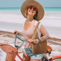 Yahenda 15 Pcs Women Beach Hat and Bag Set with Straw Bag Sunglasses, Boho Earrings Bracelet, Holiday Beach Accessories Outfit Set for Women