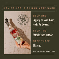 18.21 Man Made Original Spiced Vanilla 3-in-1 Body Wash, Shampoo, & Conditioner for Men, All Hair & Skin Types, Strengthens and Moisturizes in a Manly Aroma, 18oz