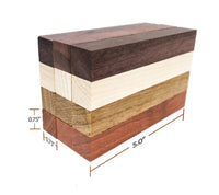 Exotic Wood Pen Blanks 12-Pack Pen Turning Supplies, DIY Pen Crafts: Bloodwood, Mexican Ebony, Jatoba, Hard Maple, 3 of Each Wood Type, 5 x 3/4 x 3/4 inches