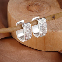 925 Sterling Silver Post Earrings Chunky Silver Hoop Earrings for Women Small Cubic Zirconia Hoop Earring Hypoallergenic Earing Thick Huggie Hoops for Jewelry Gift