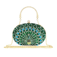 MAIRLOM Women's Evening Bags Sparkly Rhinestone Clutch Purses Luxury Diamond Peacock Handbag for Wedding Party Formal（Green Peacock）