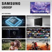 Samsung 43-Inch Class Crystal UHD U8000F 4K Smart TV (2025 Model) Endless Free Content, Processor, MetalStream Design, Knox Security, Alexa Built-in