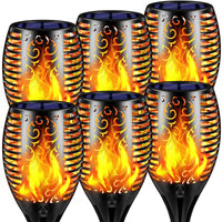 TomCare Solar Lights Outdoor Flickering Flame Solar Torch Lights Waterproof Outdoor Lighting Solar Powered Pathway Lights Christmas Decorations for Garden Patio Yard Landscape, 6 Pack