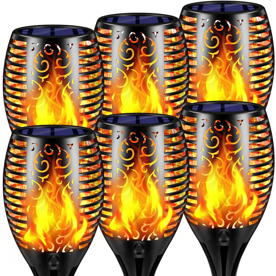 TomCare Solar Lights Outdoor Flickering Flame Solar Torch Lights Waterproof Outdoor Lighting Solar Powered Pathway Lights Christmas Decorations for Garden Patio Yard Landscape, 6 Pack